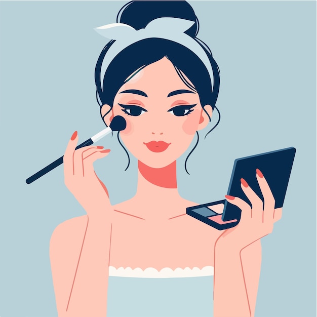 Vector de mujer maquillándose
