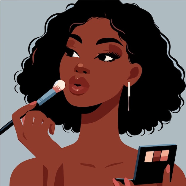 Vector de mujer maquillándose
