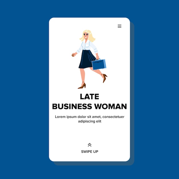 Vector de mujer de negocios tarde