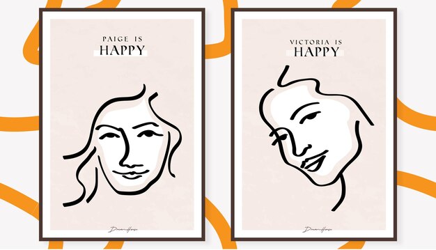 Vector mujer s gesto línea arte femenino pastel ilustración conjunto