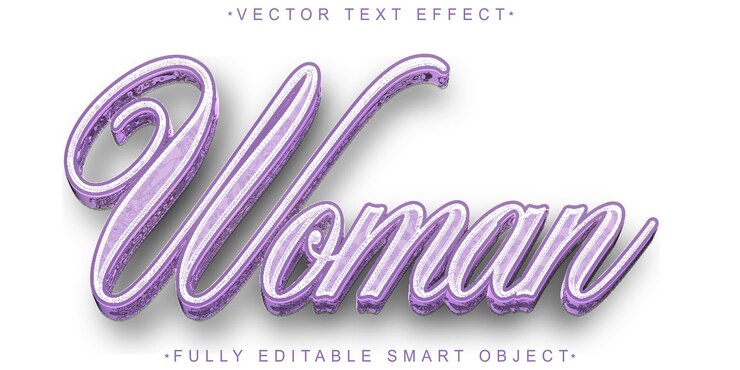 Vector vector de mujeres de dibujos animados púrpuras objeto inteligente totalmente editable efecto de texto