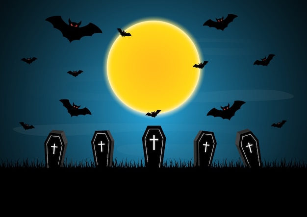 Vector de murciélago luna de Halloween