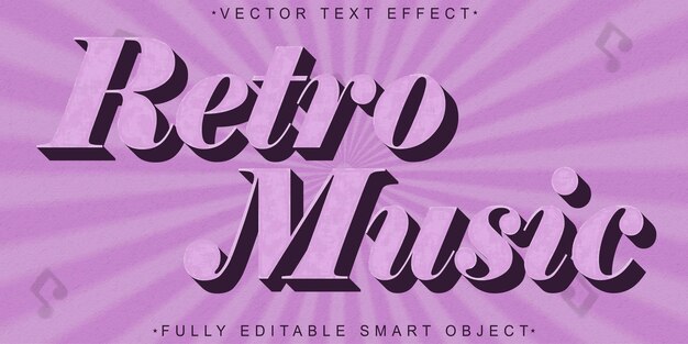 Vector de música retro rosa objeto inteligente totalmente editable efecto de texto