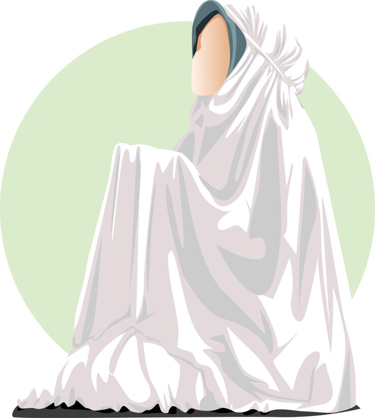 Vector Muslimah rezar a Alá. ¿Qué es lo que estás haciendo?