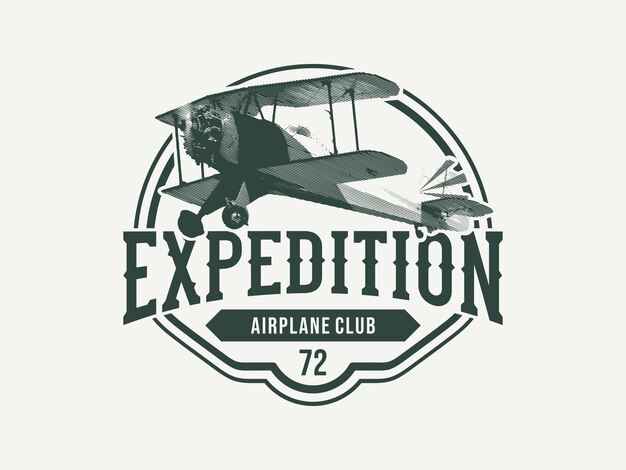 Vector nama emblema biplano etiqueta expedición insignias ilustración vectorial