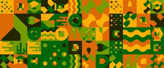 Vector naranja y verde sencillo y minimalista banderas de mosaico plano con formas minimalismo abstracto plano para poster de fondo volante bandera de invitación para informe de catálogo de libros