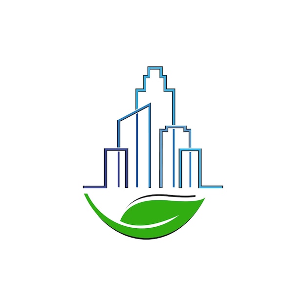 Vector naturaleza ciudad diseño de logotipo plantilla vectorial concepto simple vector premium
