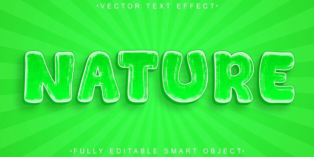 Vector de naturaleza de dibujos animados verde Efecto de texto de objeto inteligente totalmente editable