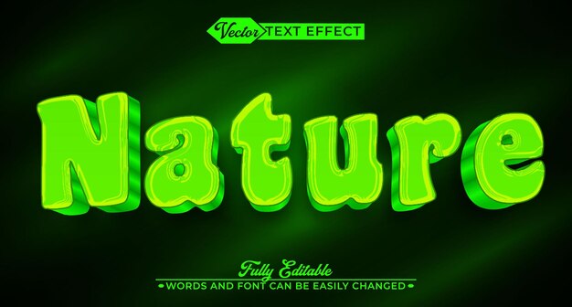 Vector de naturaleza de dibujos animados verde Efecto de texto de objeto inteligente totalmente editable