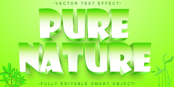 Vector vector de naturaleza de dibujos animados verde efecto de texto de objeto inteligente totalmente editable