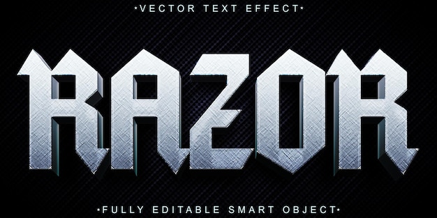 Vector de navaja totalmente editable objeto inteligente efecto de texto corte de hoja