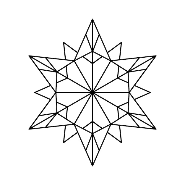 Vector de Navidad Flocos de nieve origami estrella de aislado en fondo blanco Icono de nieve de línea geométrica