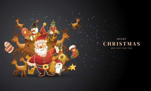 Vector de navidad de tarjeta de felicitación de acuarela