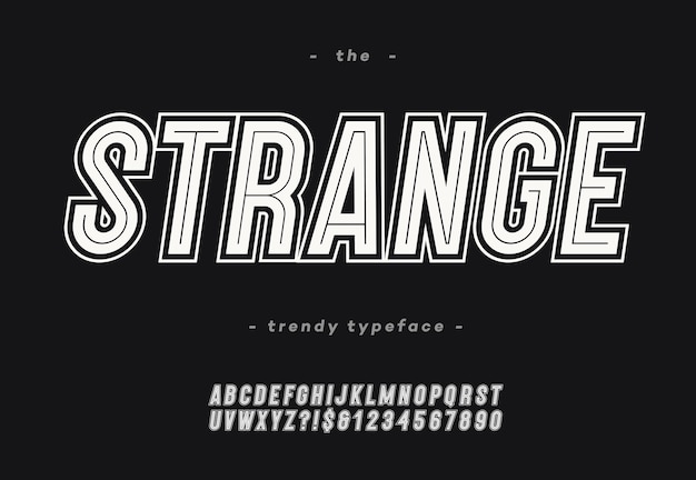 Vector en negrita alfabeto extraño tipografía moderna estilo sans serif para camiseta juego de carreras promoción decoración cartel venta estandarte impresión en tela fuente fresca tipo de letra de moda 10 eps