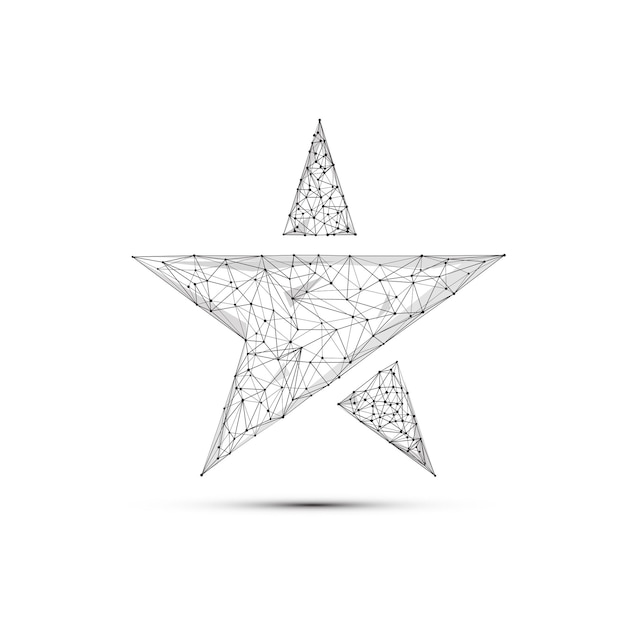 Vector negro de forma poligonal geométrica de signo de estrella sobre fondo blanco