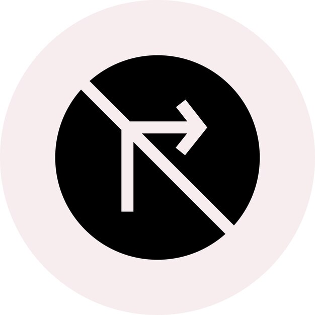 Vector negro sin giro a la derecha Ilustración del icono utilizada para la señal de tráfico