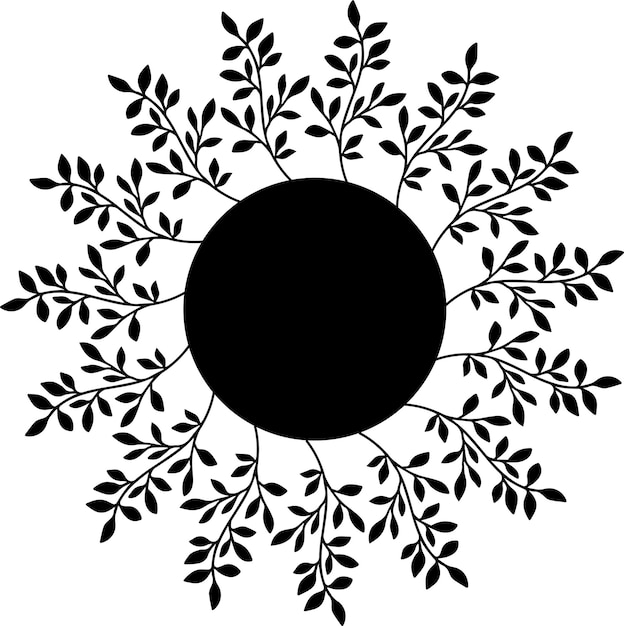 vector negro redial redondo mandala vector negro hojas y curva mandala