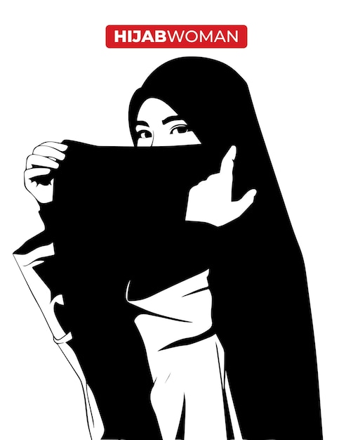 Vector vector, negro, silueta, hijab, niña