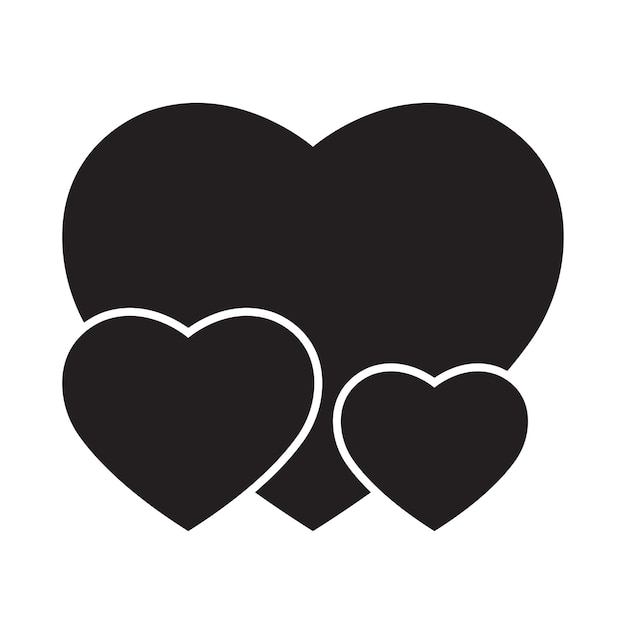 Vector Negro Tres Corazones