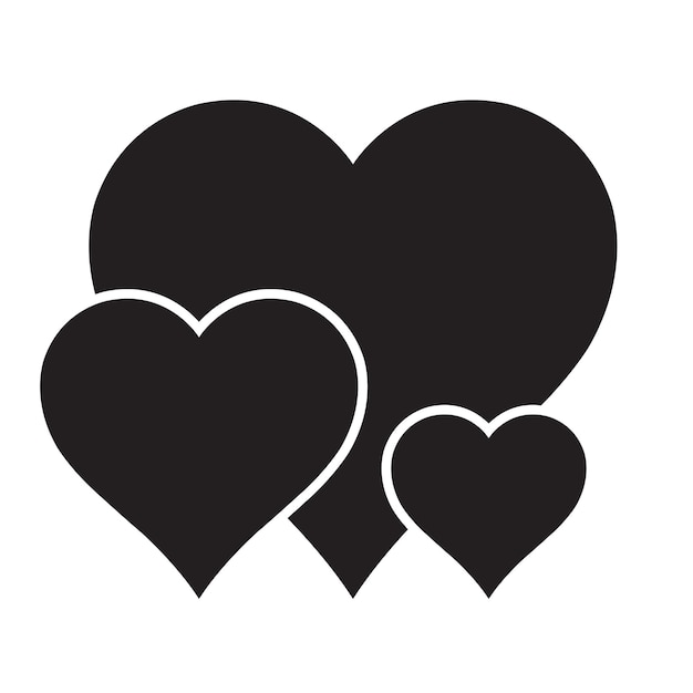 Vector Negro Tres Corazones