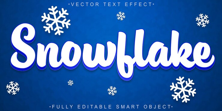 Vector vector de nieve de invierno de dibujos animados objeto inteligente totalmente editable efecto de texto