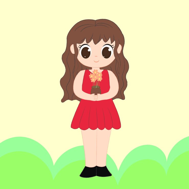 vector, niña, lindo, kawaii