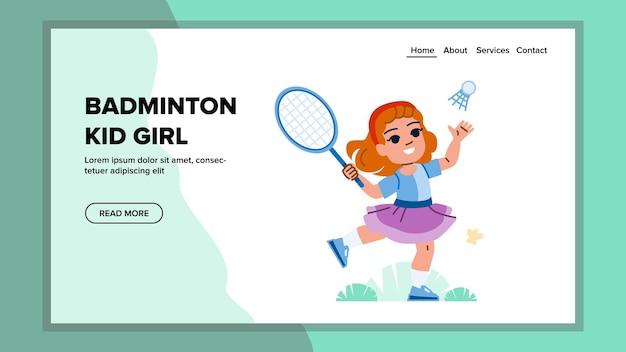 vector de niña de niño de bádminton