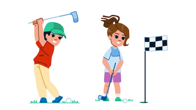 vector de niño de golf