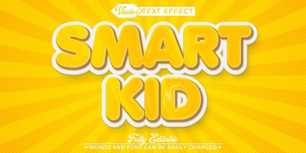 Vector De Niño Inteligente De Dibujos Animados Naranja Efecto De Texto De Objeto Inteligente Totalmente Editable