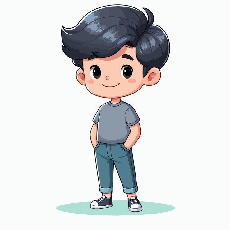 vector niño pequeño de pie feliz