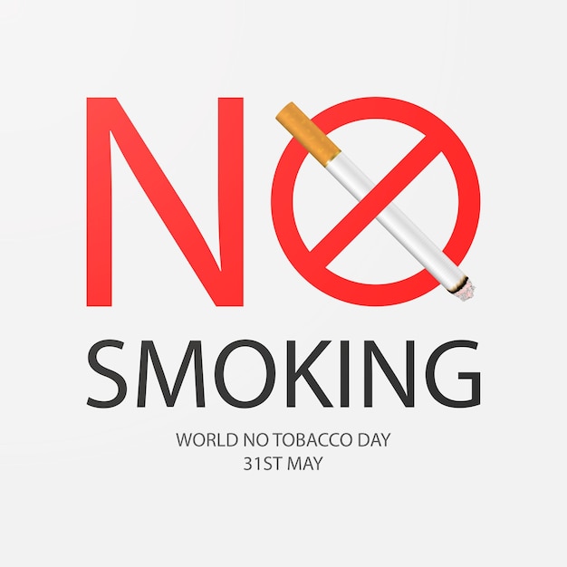 Vector No Smoking Area Sign Symbol Label Web Banner Cigarrillo 3d realista No fume aquí 31 de mayo Día mundial sin tabaco Día sin fumar Concepto de campaña para dejar de fumar