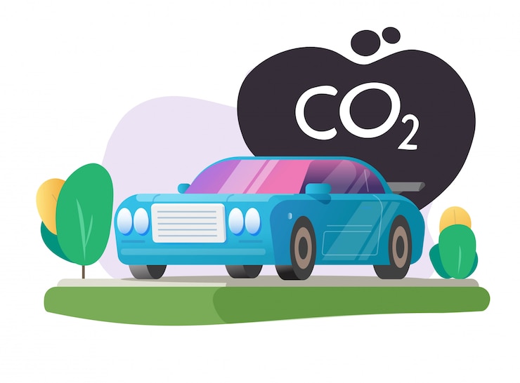 Vector vector de nube de emisión y contaminación de carbono co2 del vehículo automóvil