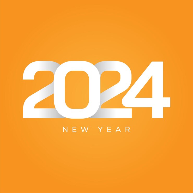 Vector nuevo año 2024 texto tipografía elemento de diseño flyer diseño de banner