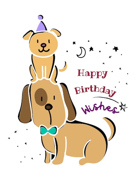 Vector nuevo feliz cumpleaños perro camiseta diseño gráfico vectorial para camisa blanca