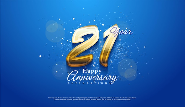 Vector número 21 de cumpleaños con números clásicos dorados.