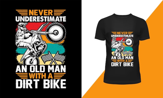 Vector nunca subestimes a un anciano con un diseño de camiseta de moto de cross