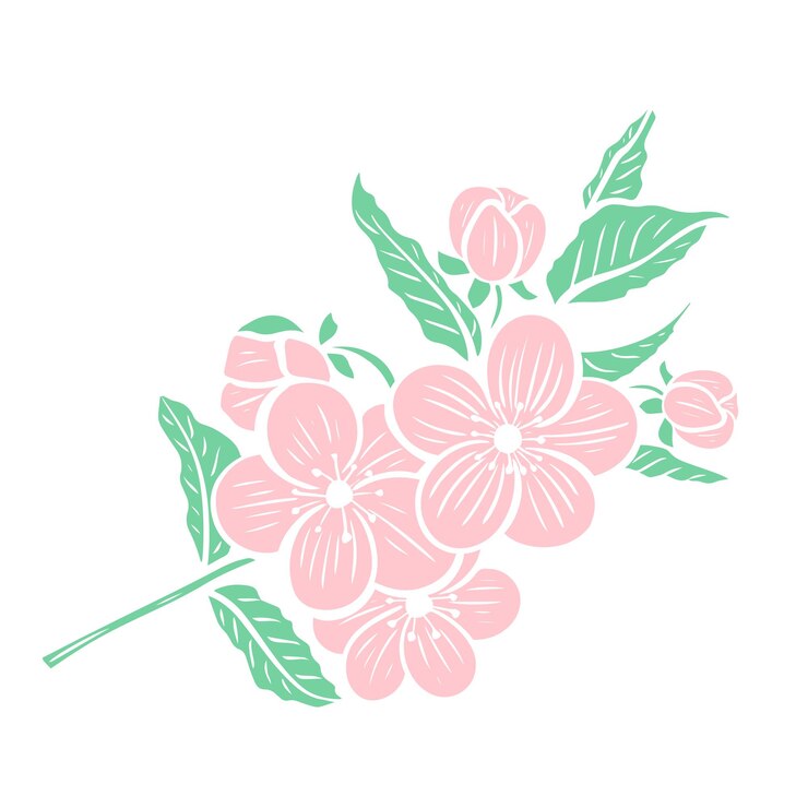 Vector de objeto aislado de rama de árbol floreciente