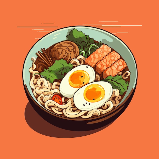 Vector of ramen ocupa un lugar central y atrae a los espectadores con su composición colorida y apetitosa