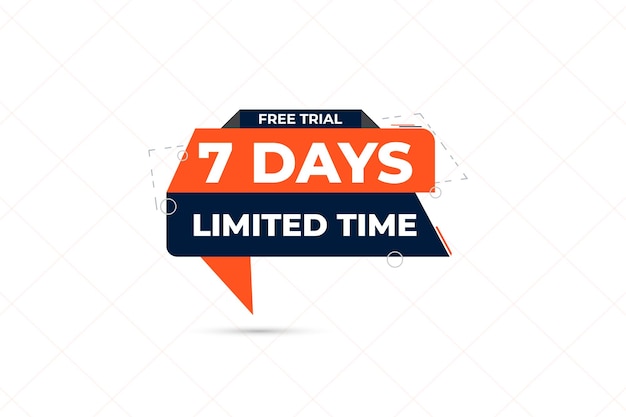 Vector de oferta de tiempo limitado de prueba gratuita de 7 días