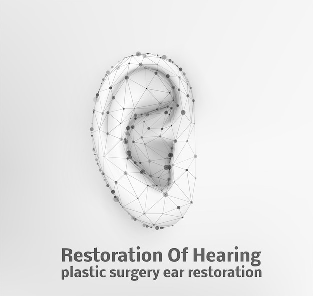 Vector oído humano. tratamiento auditivo, cirugía plástica, implantación