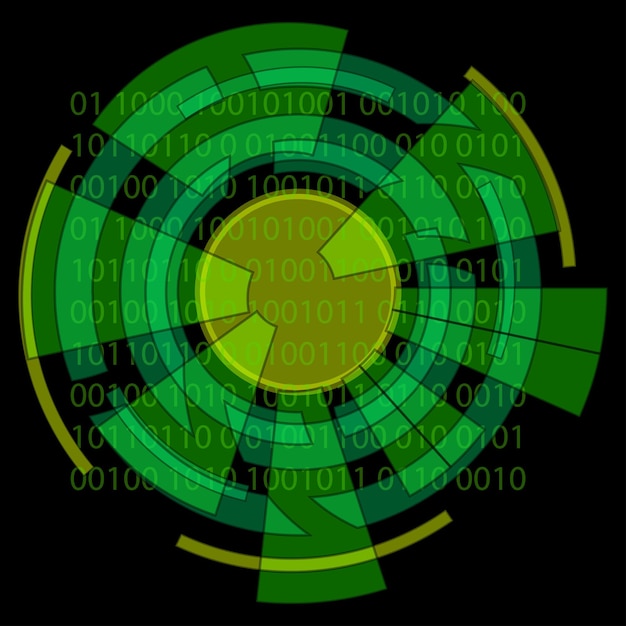 Vector Ojo digital con números aislados sobre fondo negro