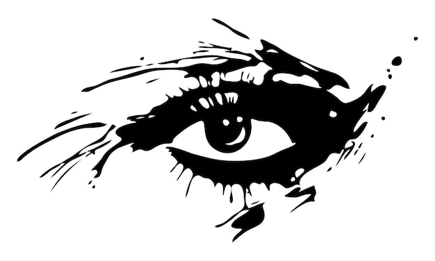 Un vector de un ojo negro con fondo blanco