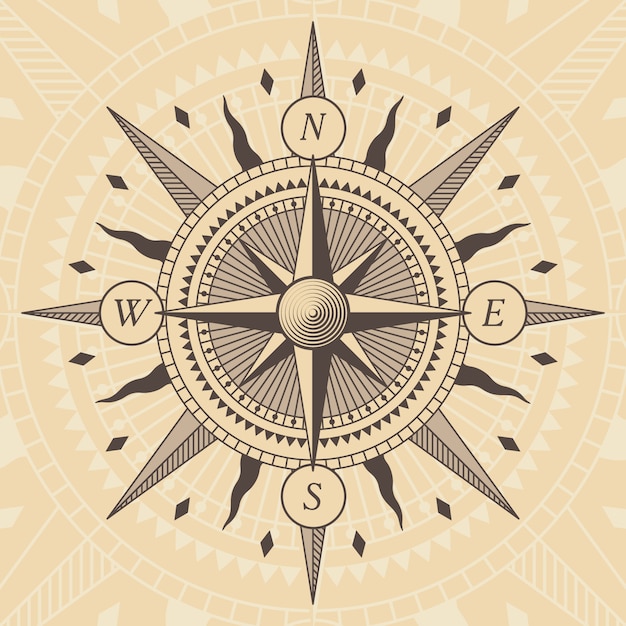 Vector vector oldstyle wind rose brújula