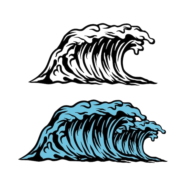 Vector vector ondas marinas ilustración de las olas azules del océano