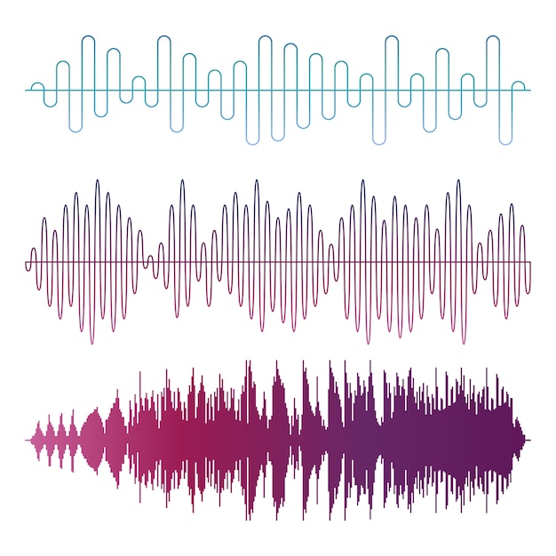 Vector de ondas de sonido colorido aislado