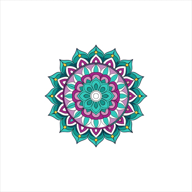 Vector de ornamentación redonda de geometría de mandala en blanco y negro