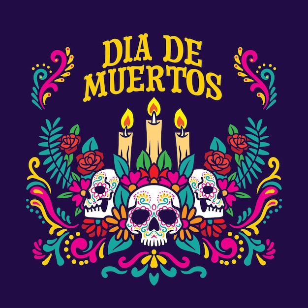 Vector vector ornamental floral decorativo dia de muertos