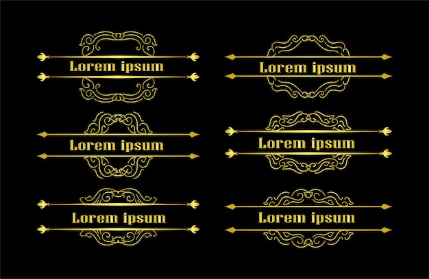 Vector de ornamento de colección de conjunto de elementos de bordes de oro
