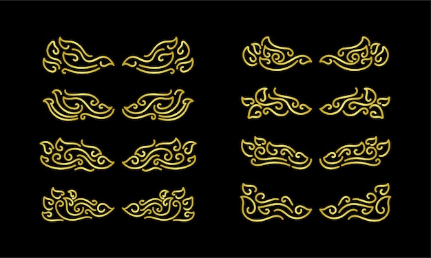 Vector de ornamento de colección de conjunto de elementos de bordes de oro