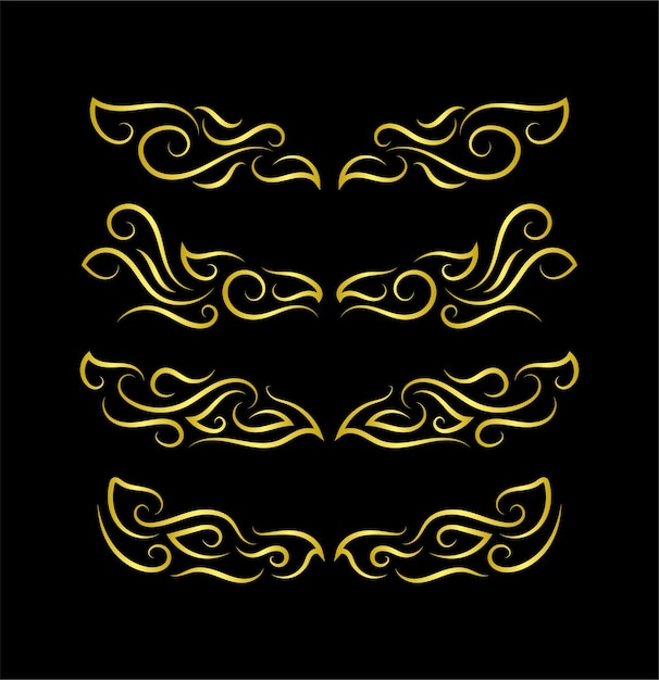 Vector de ornamento de colección de conjunto de elementos de bordes de oro